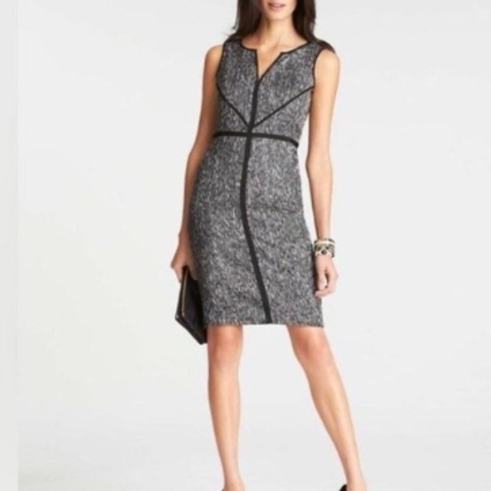 Ann Taylor Classic Tweed Pencil Sheath Dress Size 4 Elegant Business Wedding